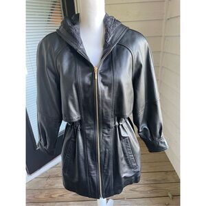 Women’s Genuine Leather Black Soft Jacket Coat Winlit New York Size P/P